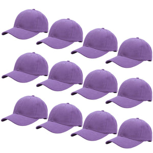 12-Pack Baseball Dad Cap Velcro Strap Adjustable Size - Lavender