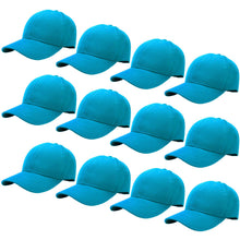 Load image into Gallery viewer, 12-Pack Baseball Dad Cap Velcro Strap Adjustable Size - Turquoise