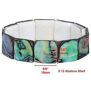 Green Abalone Shell Stretch Bracelet Square