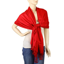 Load image into Gallery viewer, Women&#39;s Soft Solid Color Pashmina Shawl Wrap Scarf - Red