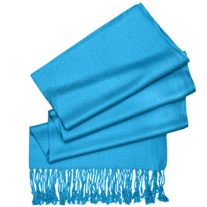 Women's Soft Solid Color Pashmina Shawl Wrap Scarf - Turquoise