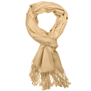 Women's Soft Solid Color Pashmina Shawl Wrap Scarf - Champagne