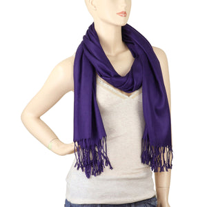 Women's Soft Solid Color Pashmina Shawl Wrap Scarf - Dark Purple