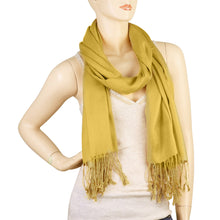 Load image into Gallery viewer, Women&#39;s Soft Solid Color Pashmina Shawl Wrap Scarf - Mustard Golden