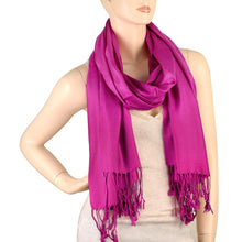 Load image into Gallery viewer, Women&#39;s Soft Solid Color Pashmina Shawl Wrap Scarf - Fuchsia