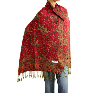 Women's Paisley Pashmina Scarf - Red