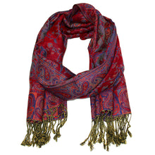 Load image into Gallery viewer, Women&#39;s Paisley Pashmina Scarf - Red Blue