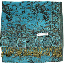 Load image into Gallery viewer, Women&#39;s Paisley Pashmina Scarf - Turquoise