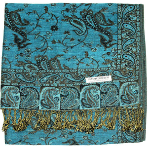 Women's Paisley Pashmina Scarf - Turquoise