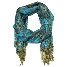 Load image into Gallery viewer, Women&#39;s Paisley Pashmina Scarf - Turquoise