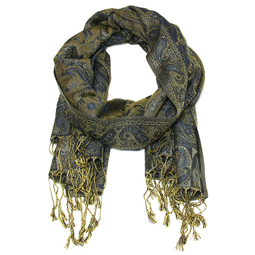 Women's Paisley Pashmina Scarf - Navy