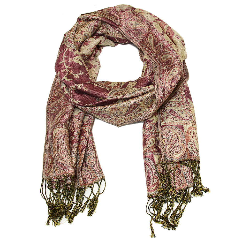 Women's Paisley Pashmina Scarf - Pink