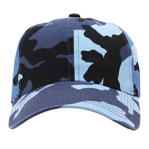 Classic Baseball Cap Soft Cotton Adjustable Size - Blue Camouflage