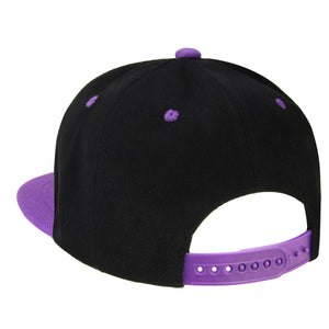 Hip Hop Style Snapback Hat Flat Bill Adjustable Size - Black/Purple