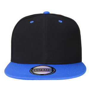 Hip Hop Style Snapback Hat Flat Bill Adjustable Size - Black/Royal