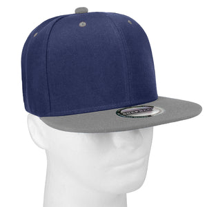 Hip Hop Style Snapback Hat Flat Bill Adjustable Size - Navy/Grey
