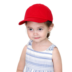 Kids Baseball Cap Cotton Adjustable Size - Red