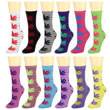 Load image into Gallery viewer, 12-Pack Women&#39;s Crew Socks Leaves