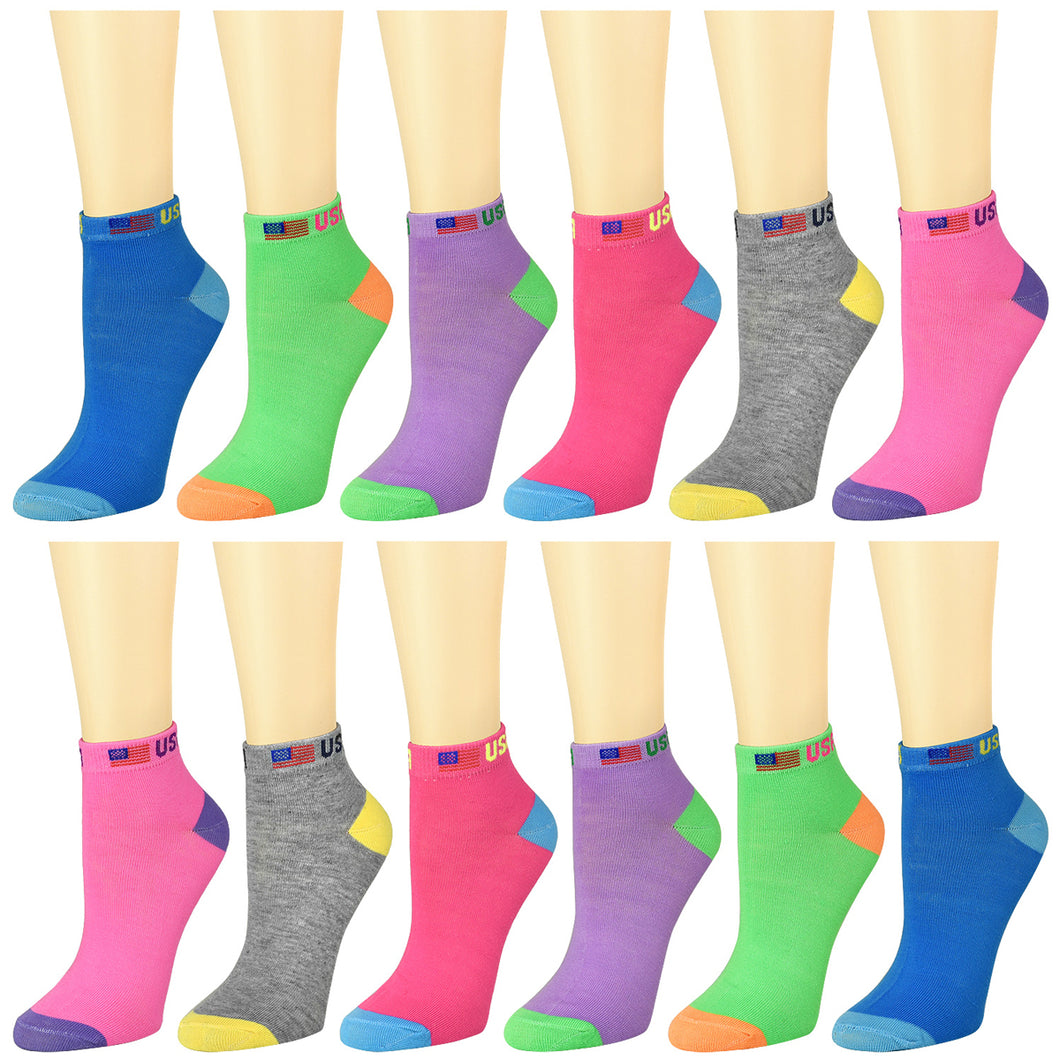 12-Pack Women's Ankle Socks USA