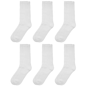 Falari Women Diabetic Socks Diabetes Edema and Circulatory Loose Fitting Cotton Crew Socks - 6 Pairs White