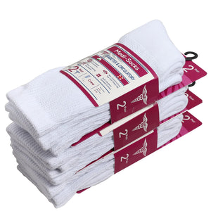 Falari Women Diabetic Socks Diabetes Edema and Circulatory Loose Fitting Cotton Crew Socks - 6 Pairs White